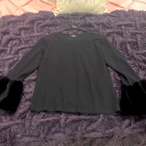 Beulah black pullover faux fur balloon sleeve sweatshirts